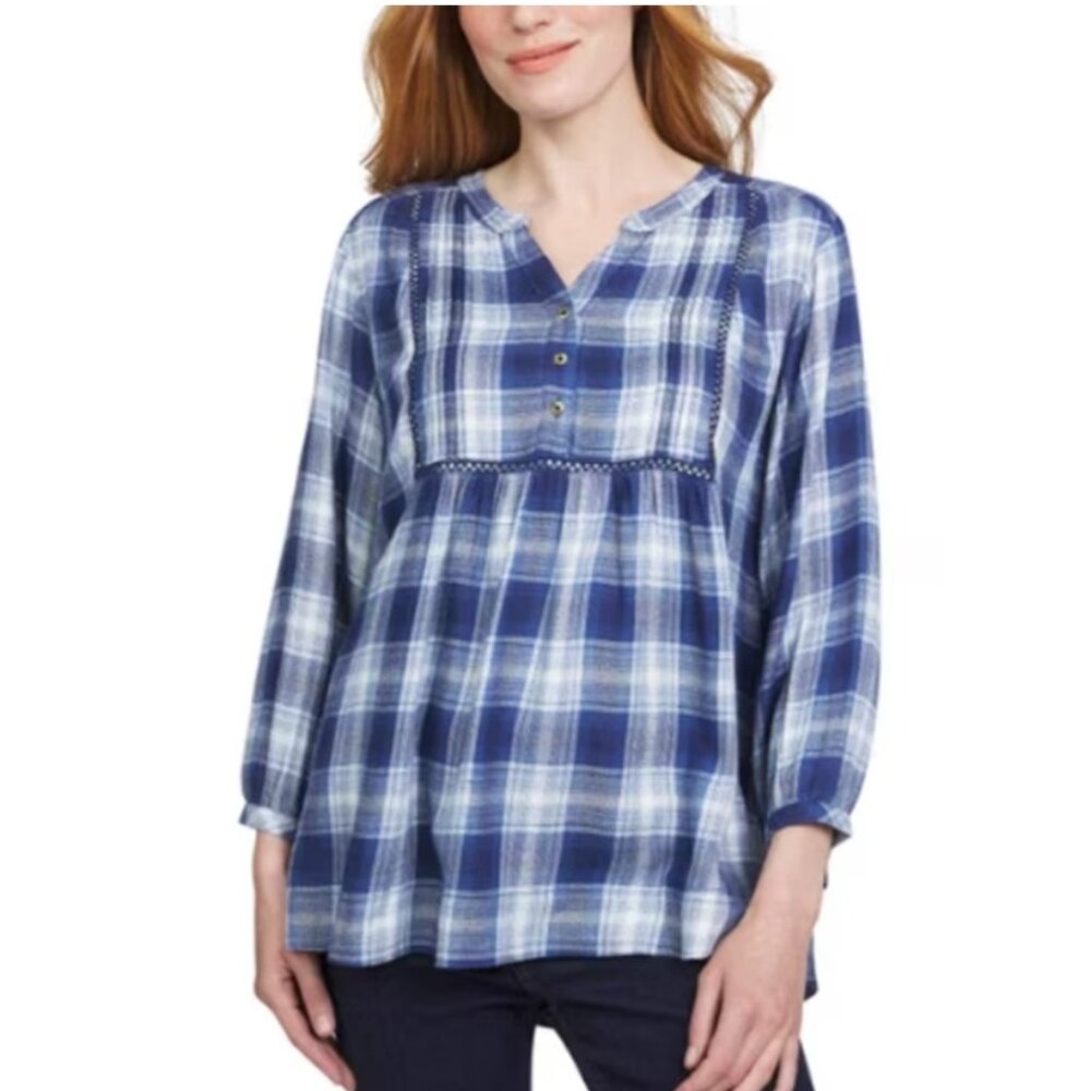 NWT Wrangler Ladies' Plaid Blouse Blue size XXL